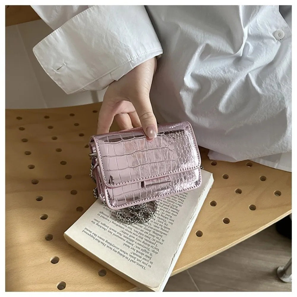 Fashionable Chain Strap Square Bag Solid Color PU Leather Crossbody Bag Tote Bag Women