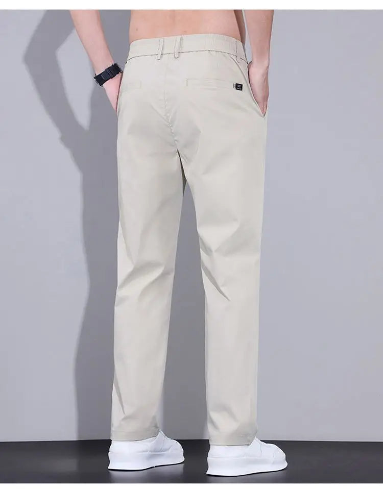 Spring Summer Thin Mens Pants Straight Business Casual Pants Ice Silk Quick Dry Breathable Korean Trousers Fashion Men Clothing