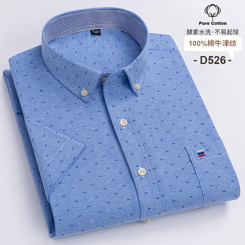 Men's Casual Short Sleeve Shirt - 100% Cotton Classic Fit 7XL