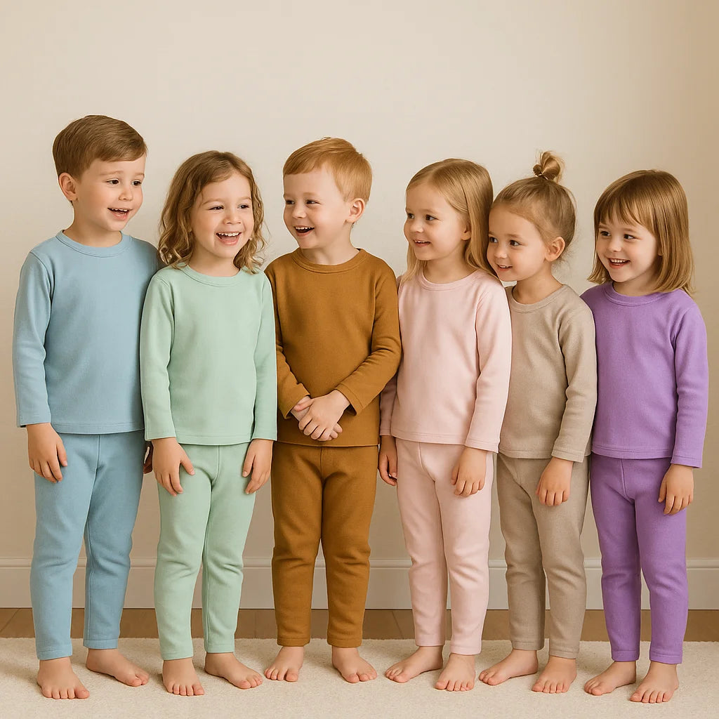 Kids Tales Unisex Cotton Pajama Set - Long Sleeve Solid Sleepwear