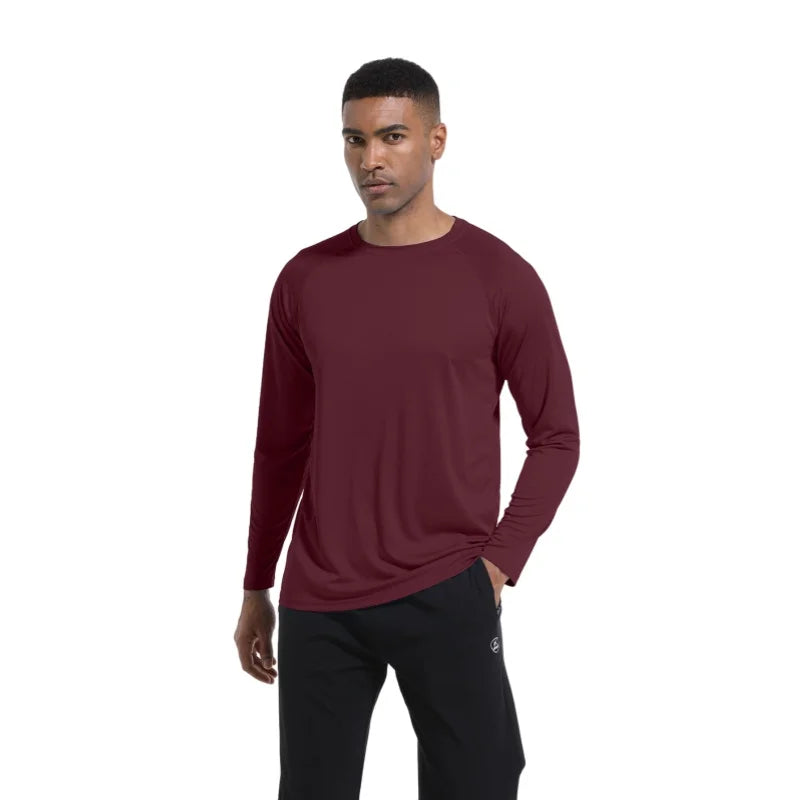 Men Long Sleeve t-Shirt Upf 50+ Sun Protection Shirts Tops Breathable Hiking Fishing t-Shirts Casual Tees Man Clothes Streetwear