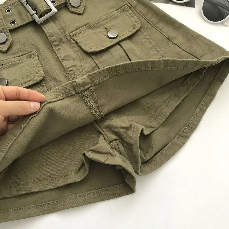 2026 Summer Safari Style Women Denim Pantskirt High-waist Short Slim A-line Jean Skirts Lady Anti-expose Lining Wide-leg Shorts