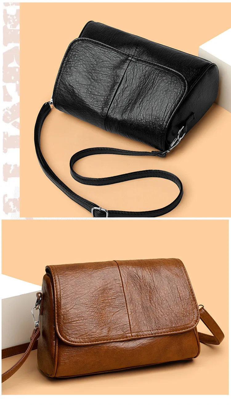 Retro Oil Wax Leather Crossbody Bag,with Textured and Vintage Feel,Simple and Elegant Flap Design,and Adjustable Shoulder Strap