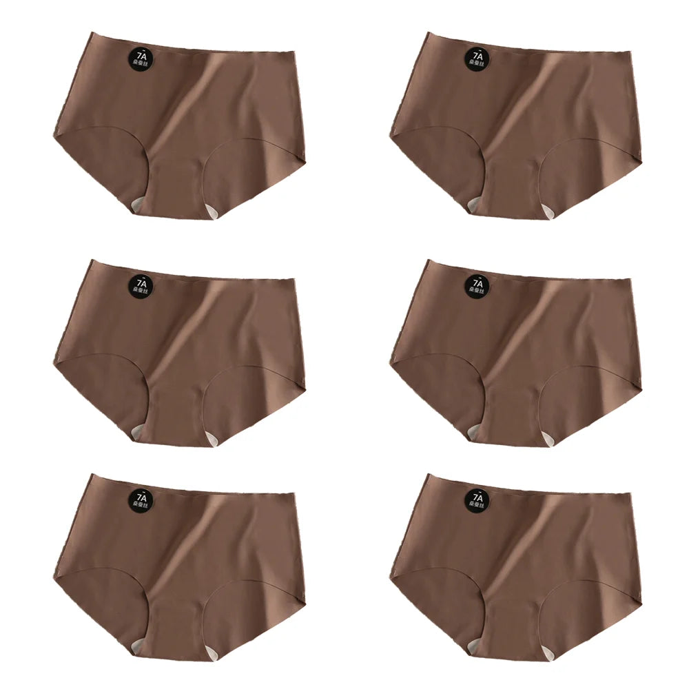 6pcs Women's Seamless Boyshort Panties - Mid-Rise Viscose Blend