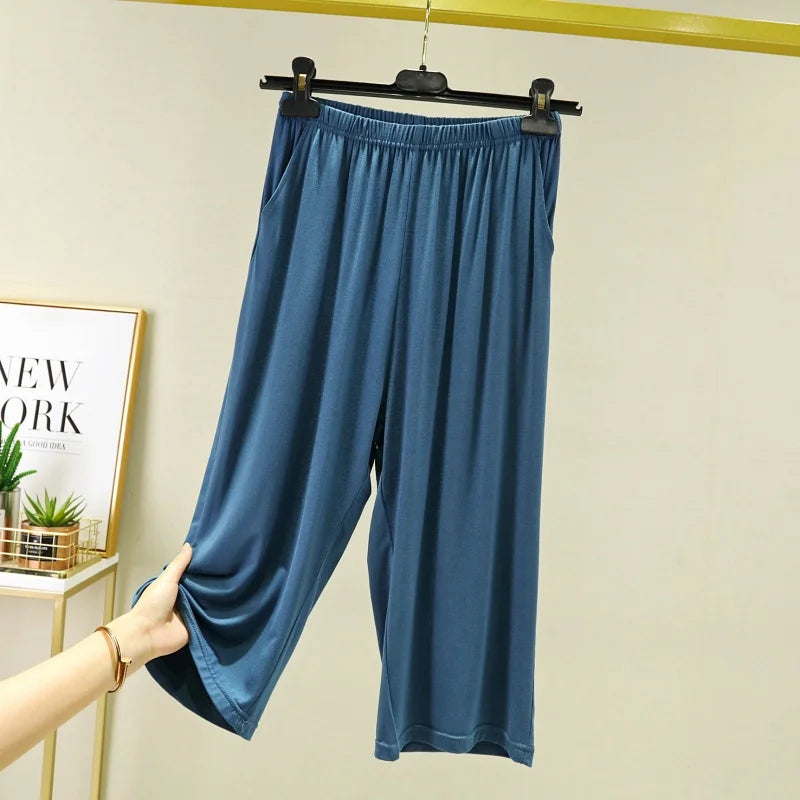 Modal Wide Leg Pants Women's Summer Loose Shorts Thin Casual Pants plus Size Sports Pants Wide Leg Pants Sleepwear