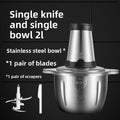 2L Electric Meat Grinder Food Chopper Stainless-Steel Blades Small Food Processor Removable Dicer 2 Speeds Meat Mincer