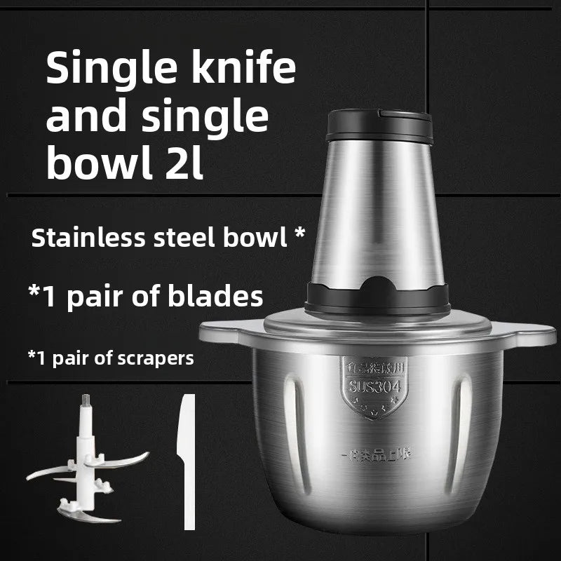 2L Electric Meat Grinder Food Chopper Stainless-Steel Blades Small Food Processor Removable Dicer 2 Speeds Meat Mincer