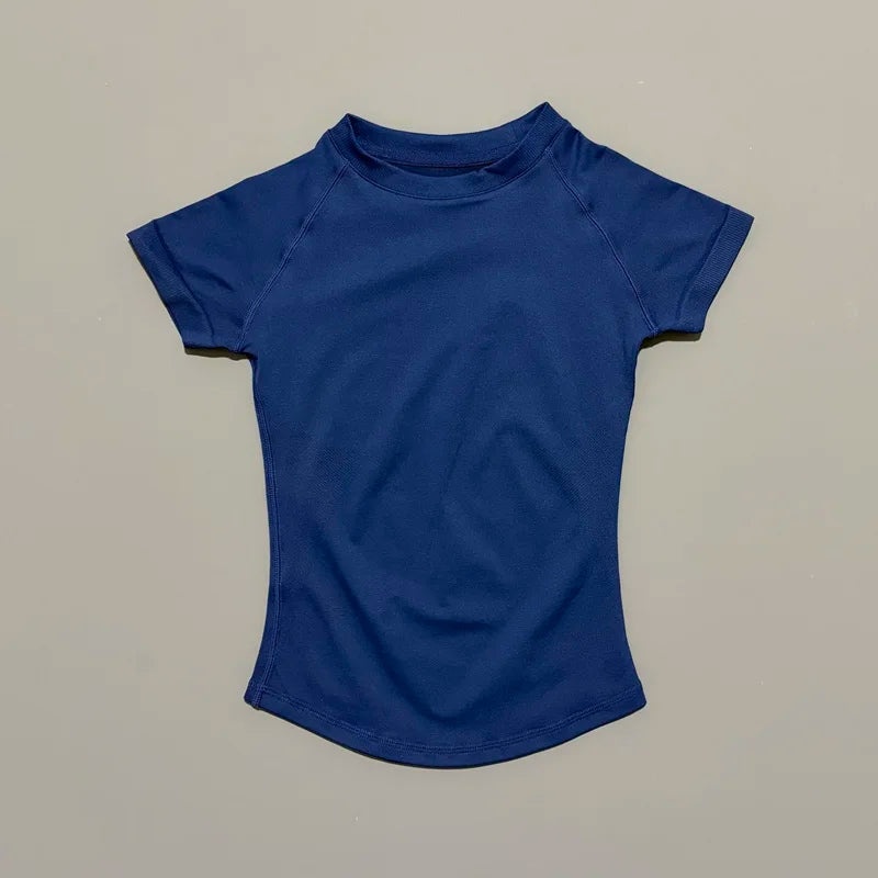 Short Sleeve Seamless Yoga Top Women Quick Dry Breathable Slim Fit Workout Gym Running Fitted Sports T-Shirt Activewear