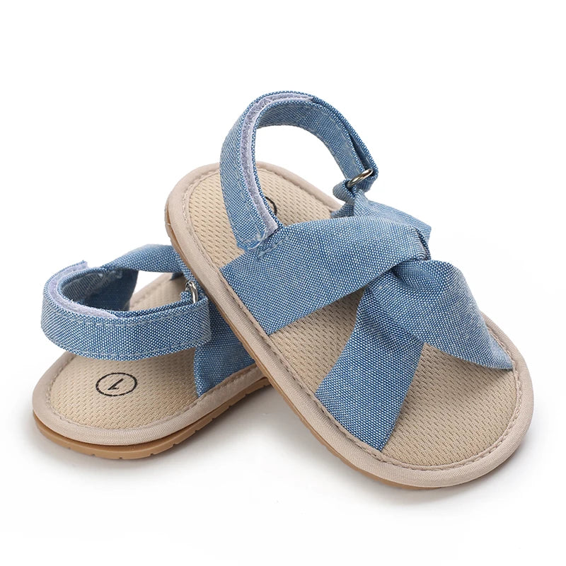 Sweet 0-18M Baby Cute Open Toed Pre School Summer Sandals Blue Princess Casual Soft Rubber Bottom Anti Slip Single Shoe Women's