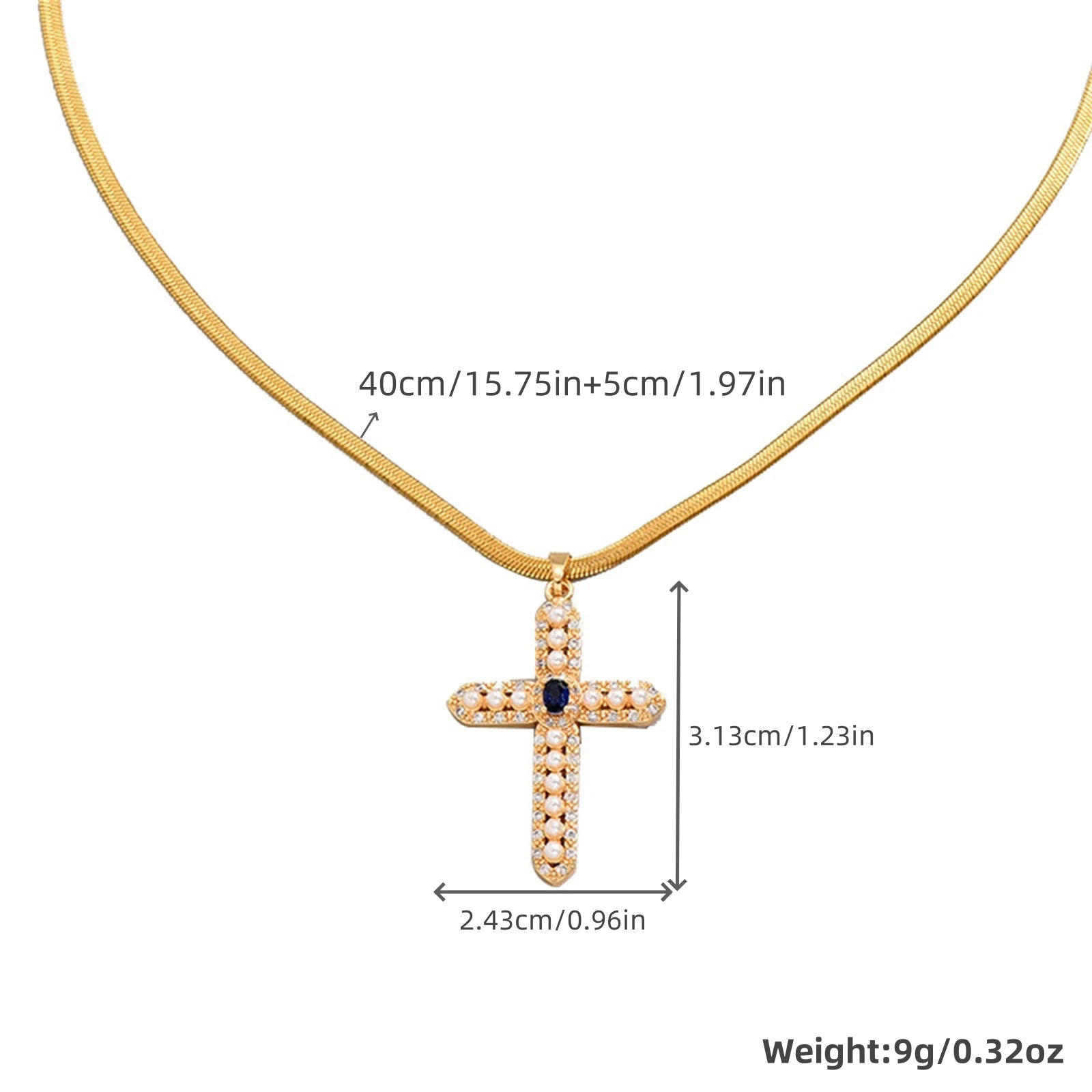 Zircon Pearl Cross Pendant Charms Chain Necklaces Ladies Fashion Exquisite Jewelry Gifts San125