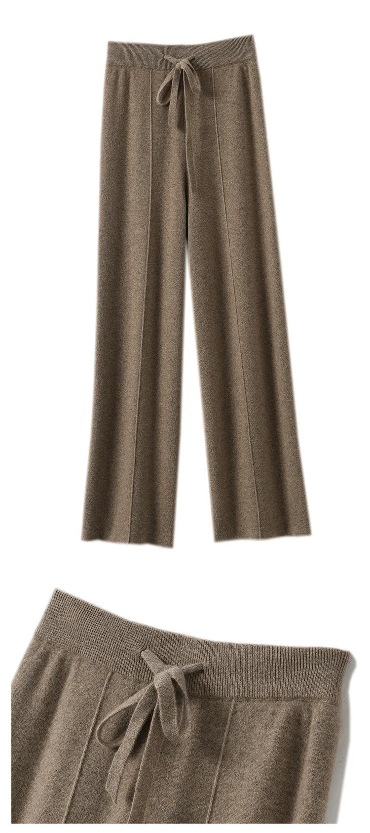 Women's High waisted warm knit wide leg straight leg pants for women, solid color loose wide leg pants