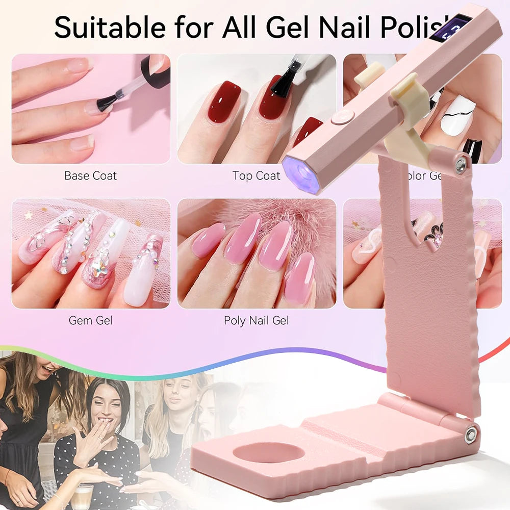 YIKOOLIN Portable Rechargeable UV LED Nail Dryer Mini Gel Polish Curing Lamp 2 Timing Modes USB Charging Manicure Tool Home Use