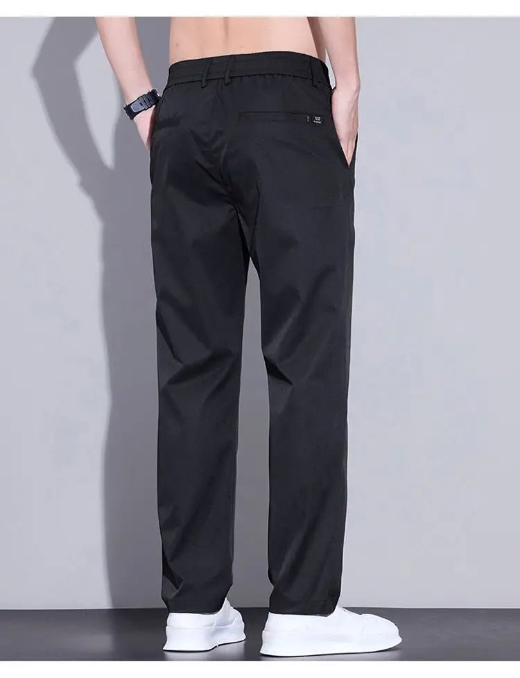 Spring Summer Thin Mens Pants Straight Business Casual Pants Ice Silk Quick Dry Breathable Korean Trousers Fashion Men Clothing