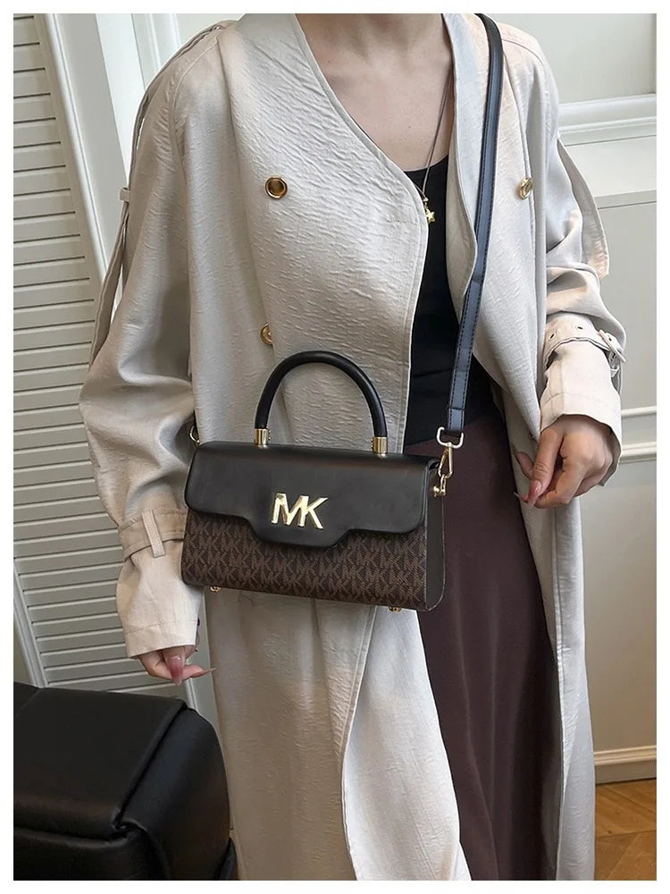Michael Kors women's fashionable crossbody single shoulder handbag MK classic letter multifunctional small square bag