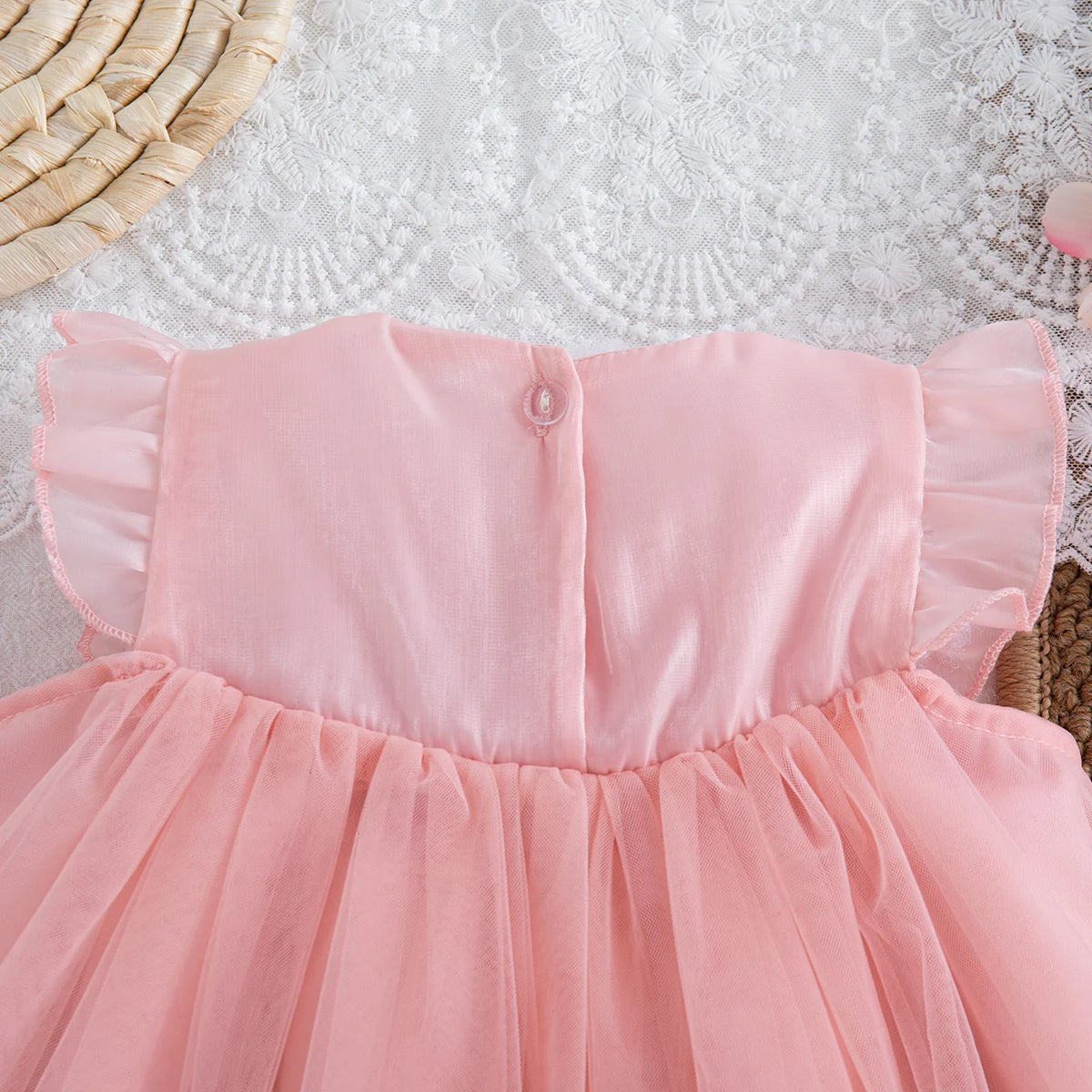 Summer New Sweet Bow Baby Girl Princess Dress, Solid Color Chiffon Children'S Clothing For Birthday Parties (9 Months -4 Years)