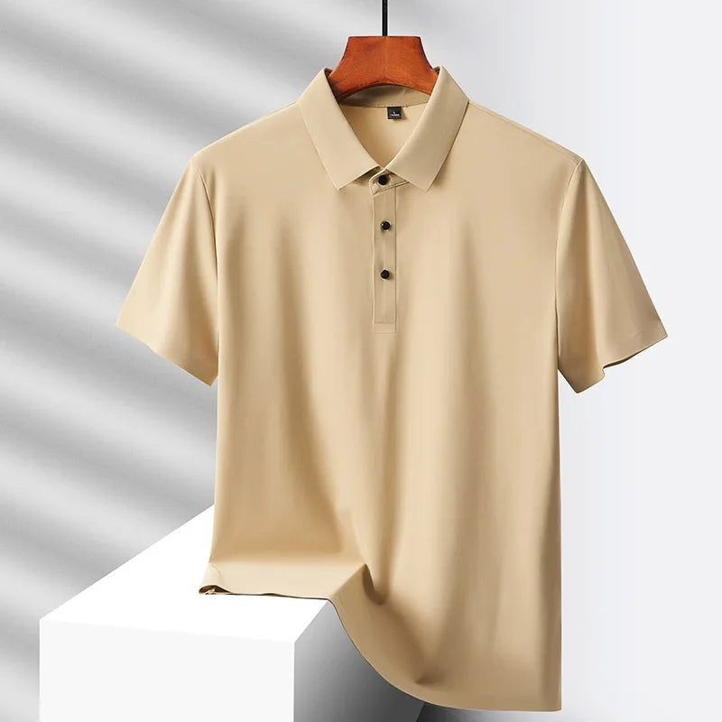 Men's Ice Silk Polo Shirt - Quick-Dry Loose Fit Short Sleeve