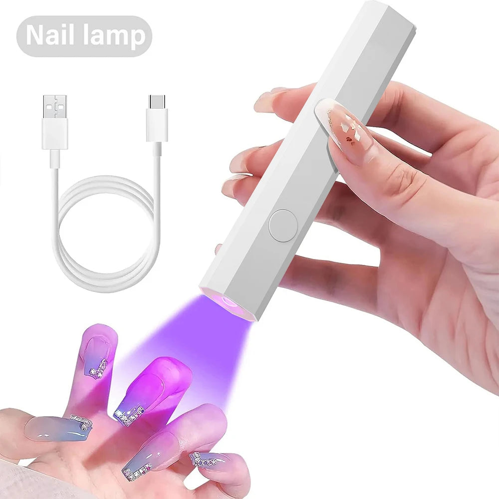YIKOOLIN Portable Rechargeable UV LED Nail Dryer Mini Gel Polish Curing Lamp 2 Timing Modes USB Charging Manicure Tool Home Use