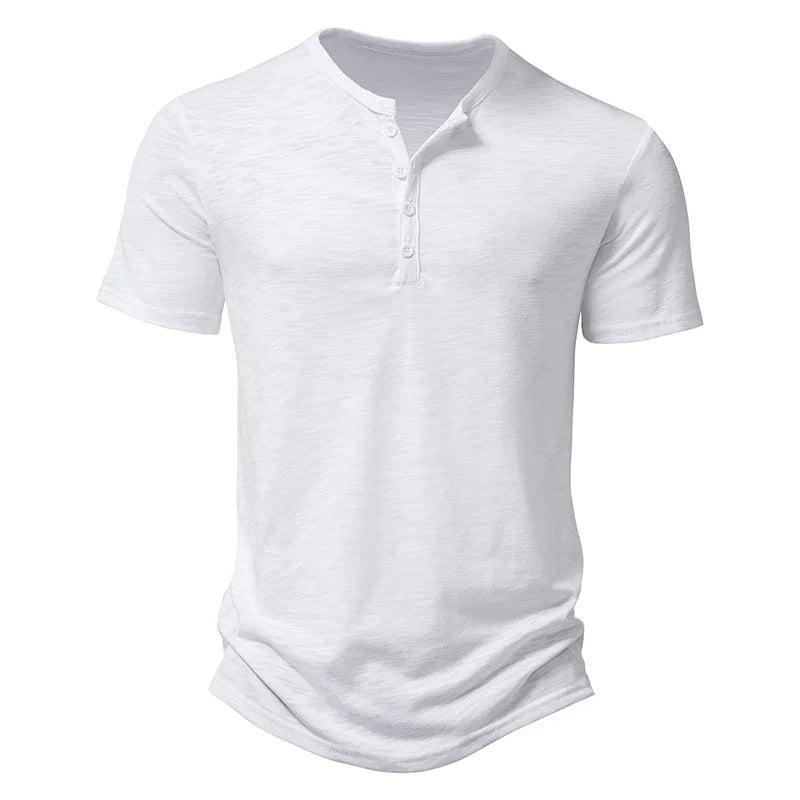 Henley Collar Summer Men Casual Solid Color Short Sleeve T Shirt For Men Polo Men High Qualitymens T Shirts