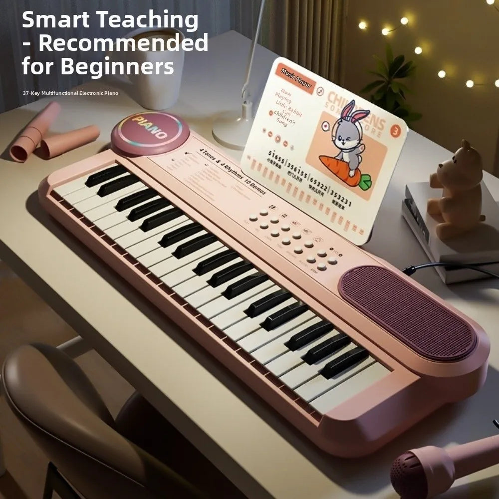 Early Education 37 Keys Piano Keyboard Multifunctional with Microphone Electronic Piano Electronic Birthday Gift Musical Gift