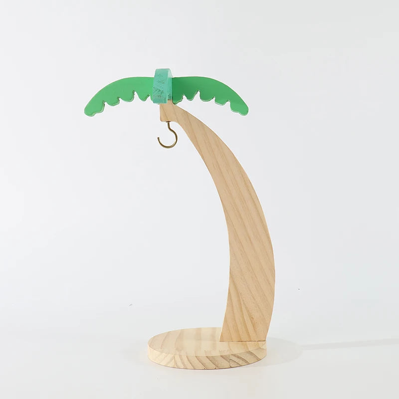 Wooden Banana Rack Hanging Kitchen Rack Simulated Leaf Decorative Fruit Vertical Storage Rack with Hook Kitchen Decoration