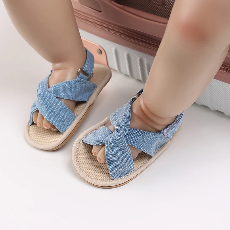 Sweet 0-18M Baby Cute Open Toed Pre School Summer Sandals Blue Princess Casual Soft Rubber Bottom Anti Slip Single Shoe Women's