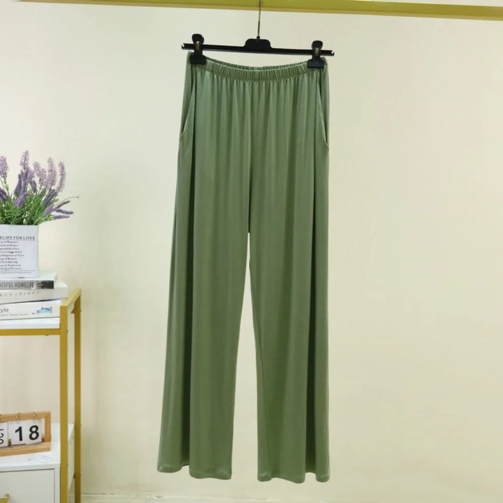 Fdfklak Women's Modal Pajama Pants - High Waist Lounge Sleep Bottoms