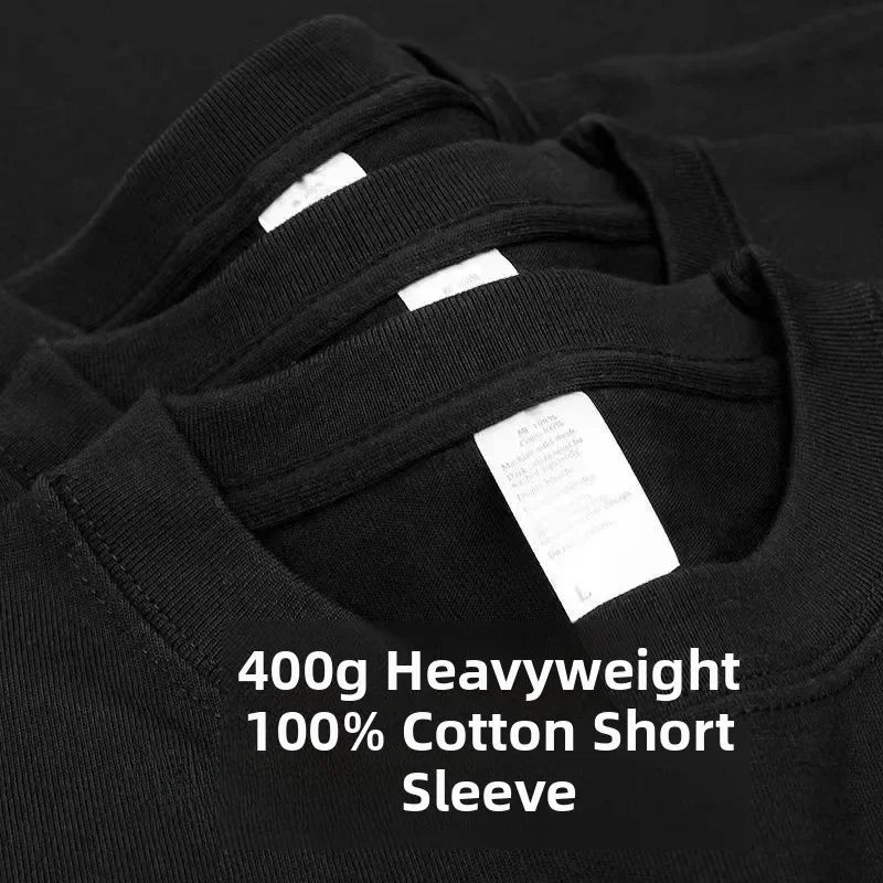 Heavyweight Pure Cotton T-Shirt - Men's Short Sleeve Loose Fit Sky Blue