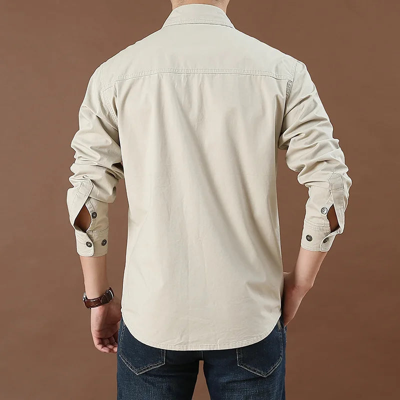 Military Tactical Men's Long Sleeve Shirt Cotton Casual Slim Fit Top Men's Outdoor Combat Training Sports Clothing Plus Size 5XL