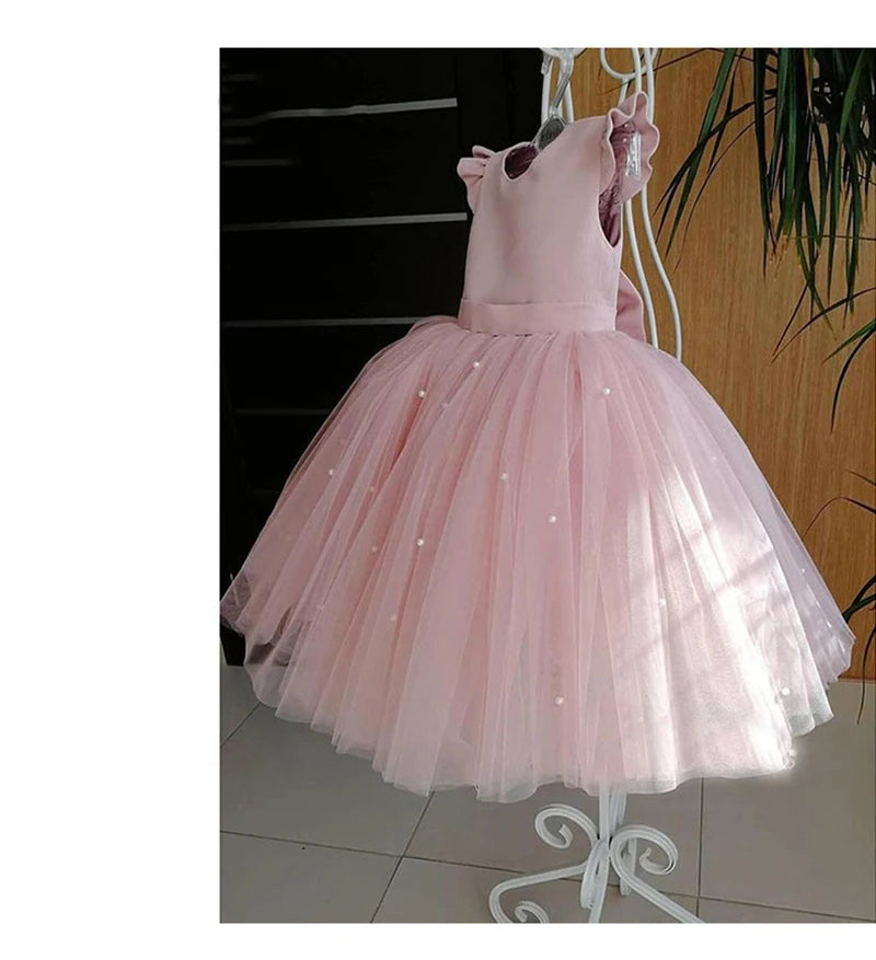 New Girls Puffy Dress Summer Tulle Fashion Little Princess Dress Piano Performance Costume Host Costume 2-10 Years Kids Clothes