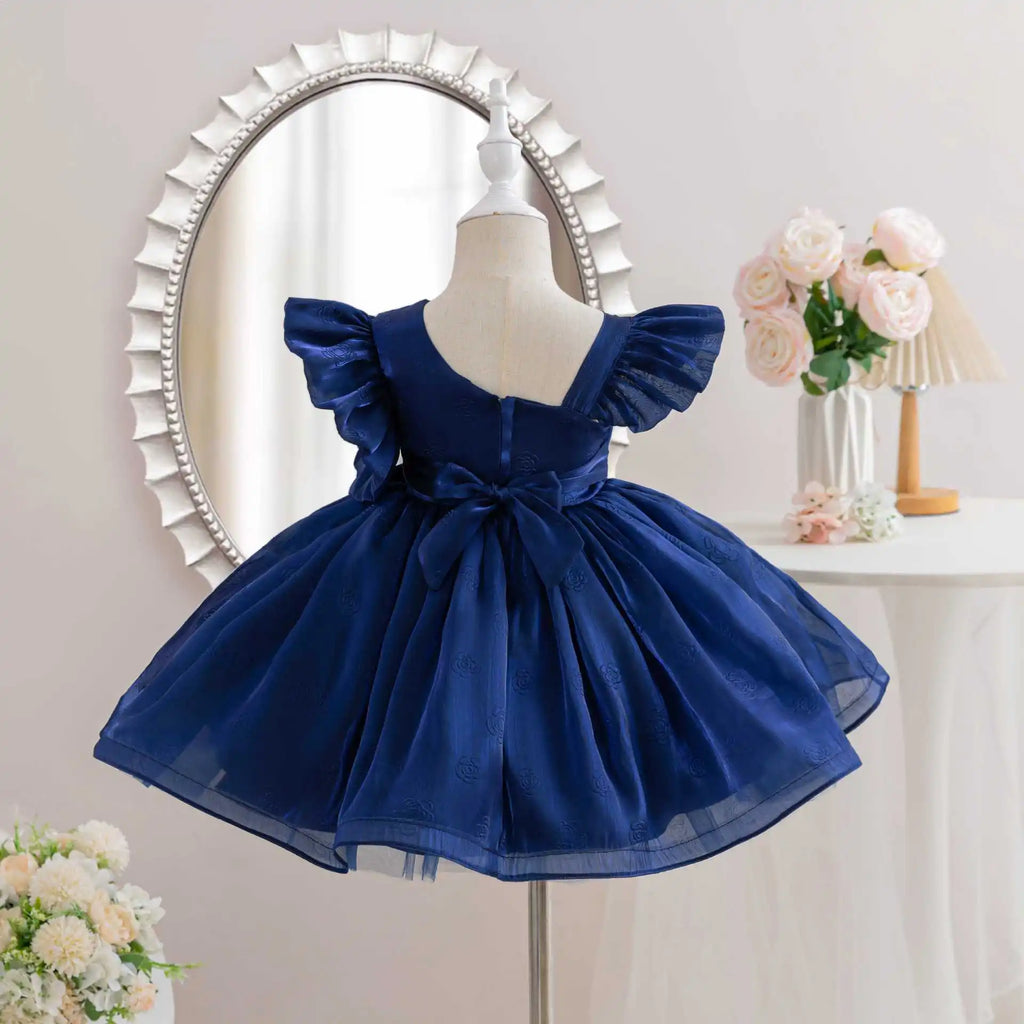 HETISO Girl Dresses Ruffle Sleeve Summer Princess Party Ball Gown Children Kids Girls Birthday Clothes 1-6 Years