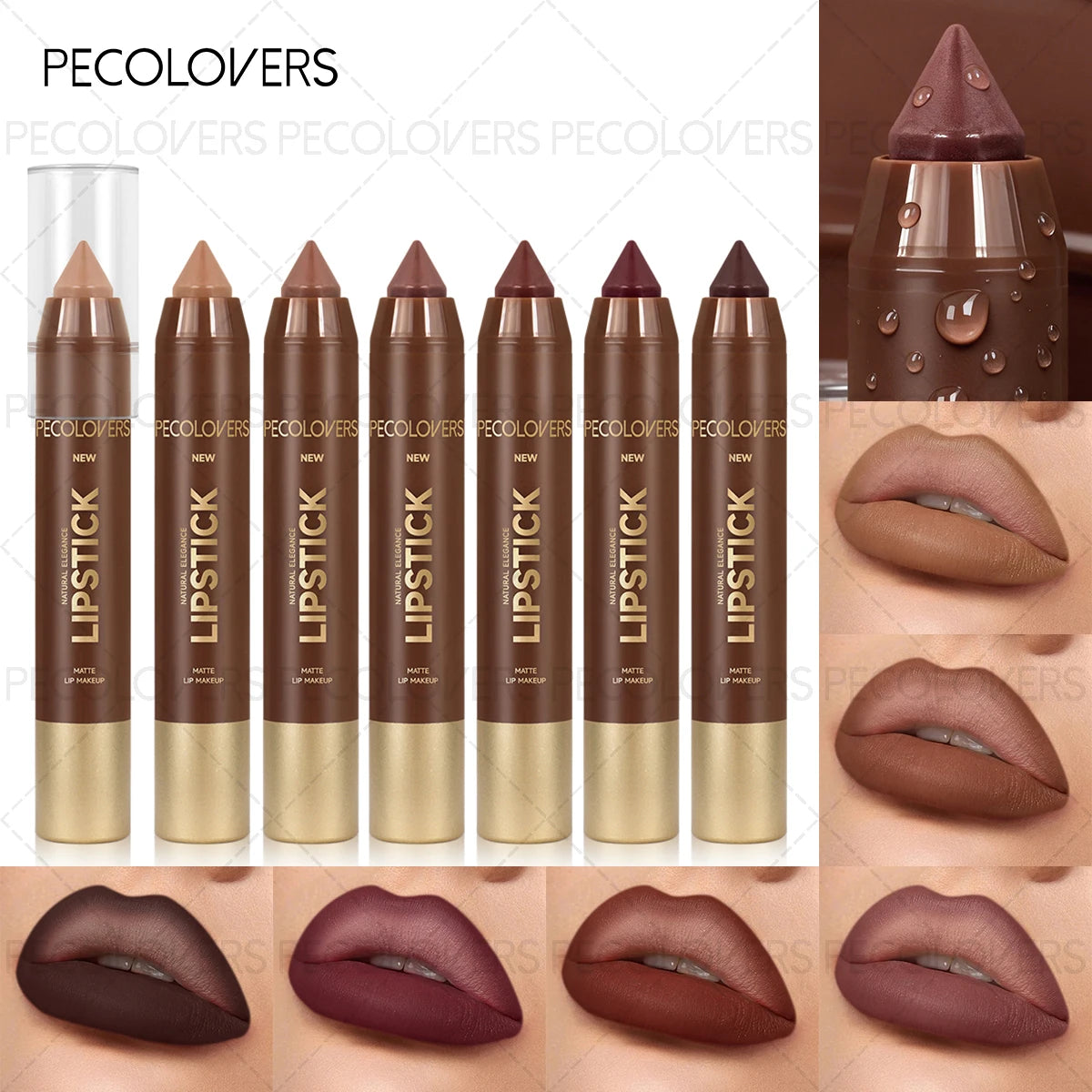 PECOLOVERS 12-Piece Matte Lip Liner and Lipstick Set - Waterproof