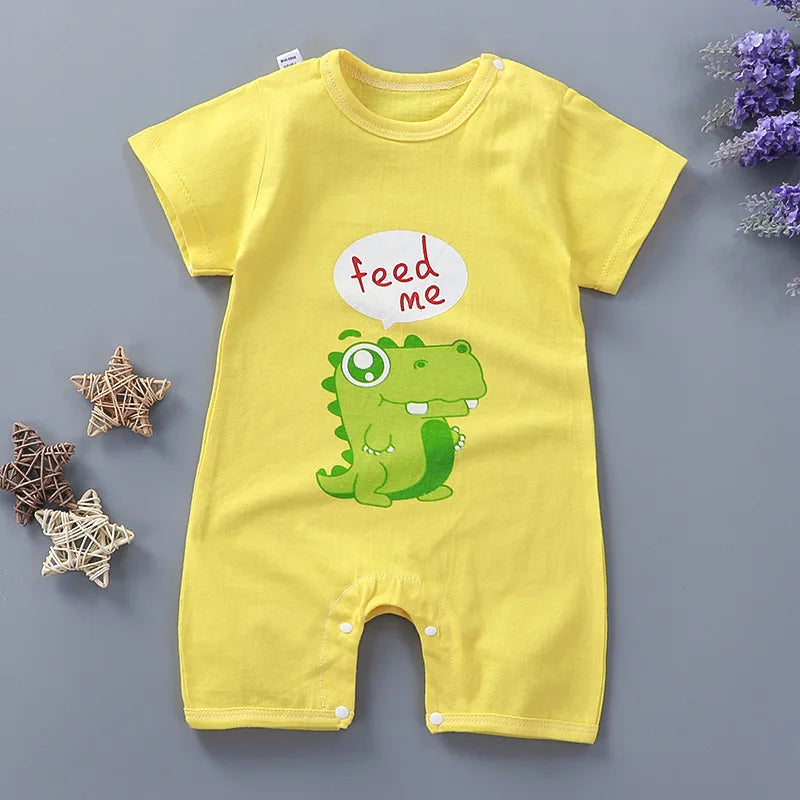 Baby Unisex Romper Jumpsuit - 100% Cotton Short-Sleeve Animal Print