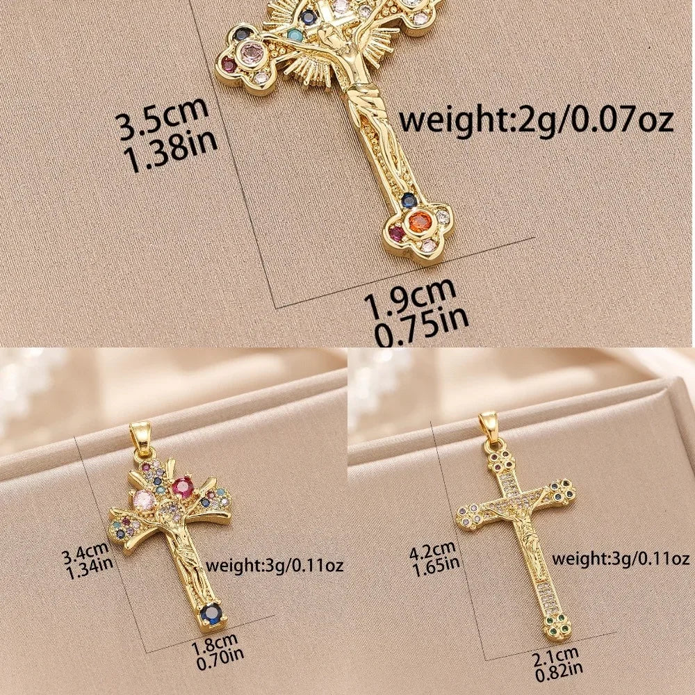 Light Luxury And Cross Colored Zirconium Micro-Paved Zircon Necklace Pendant Personalized Niche Clavicle Chain