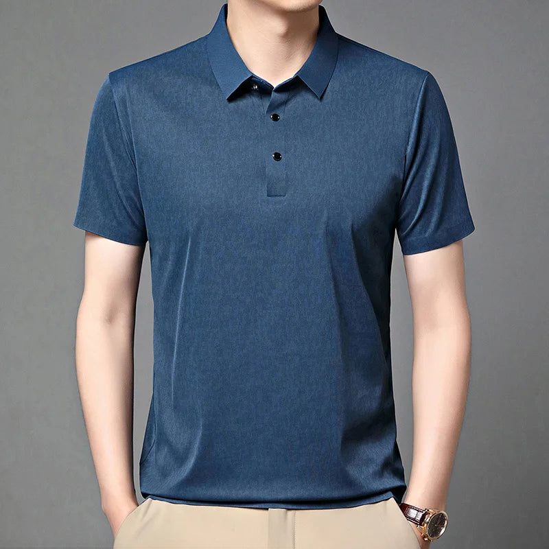 Mens Short Sleeve Geometric Pattern Polo Shirts Casual Summer Tops Lightweight Breathable Shirts for Men