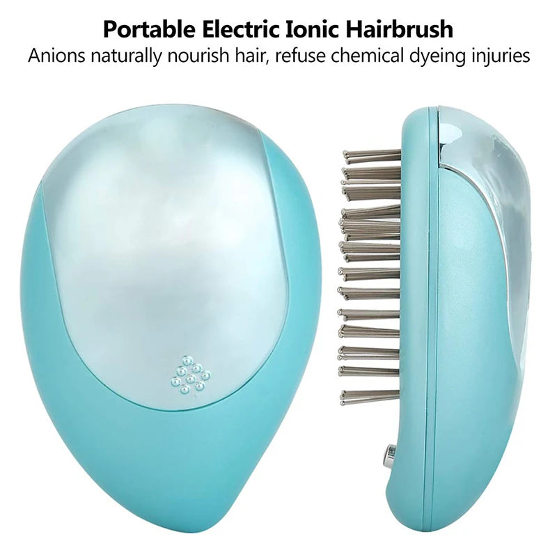 New Product Electric Sonic Vibration Magnetic Massage Comb Ion Anti-static Mini Hair Straightening Comb