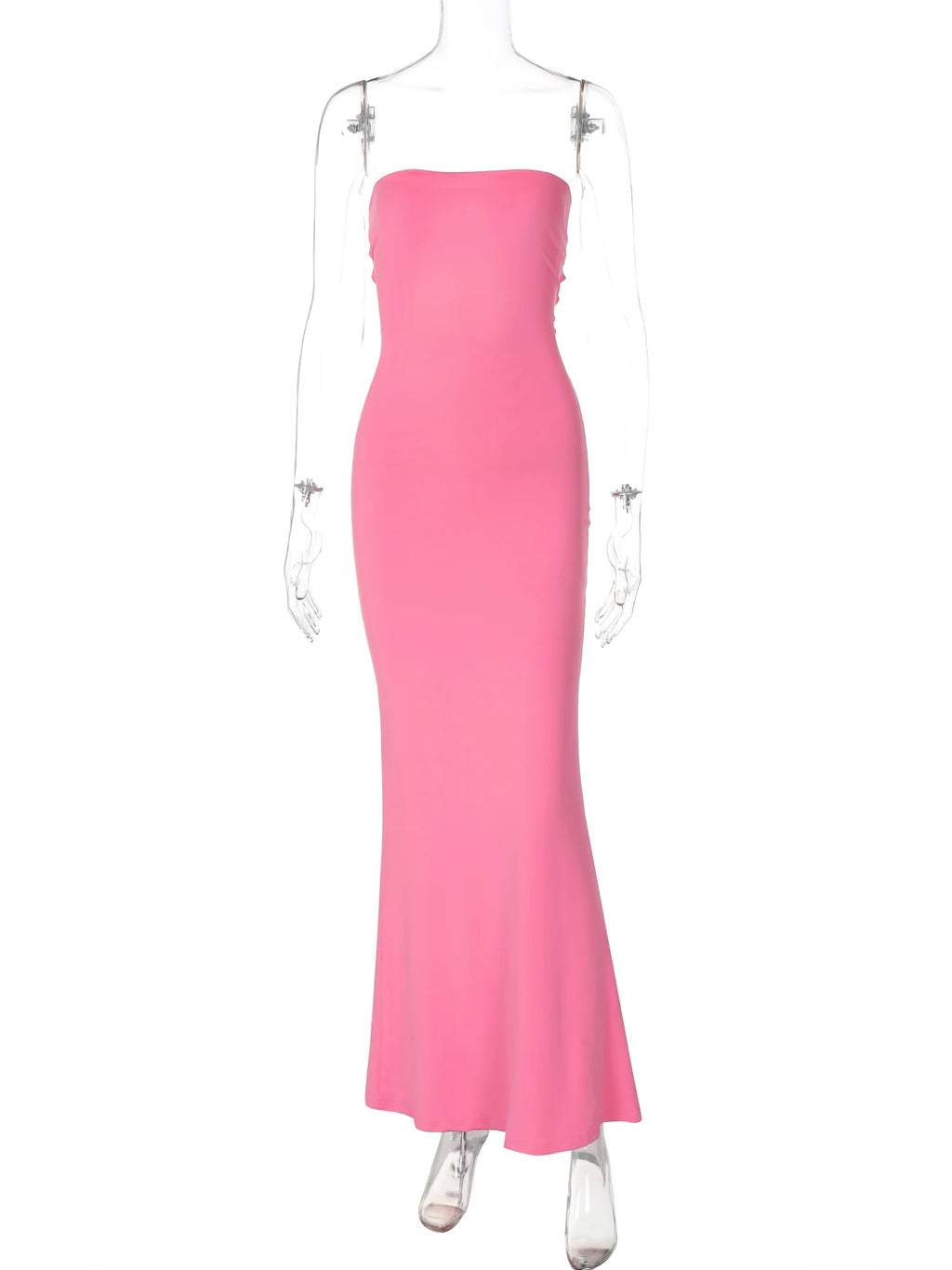 Summer Women Y2K Clothes Beach Vacation Party Elegant Women Solid Strapless Backless Bandage Sexy Bodycon Maxi Dress