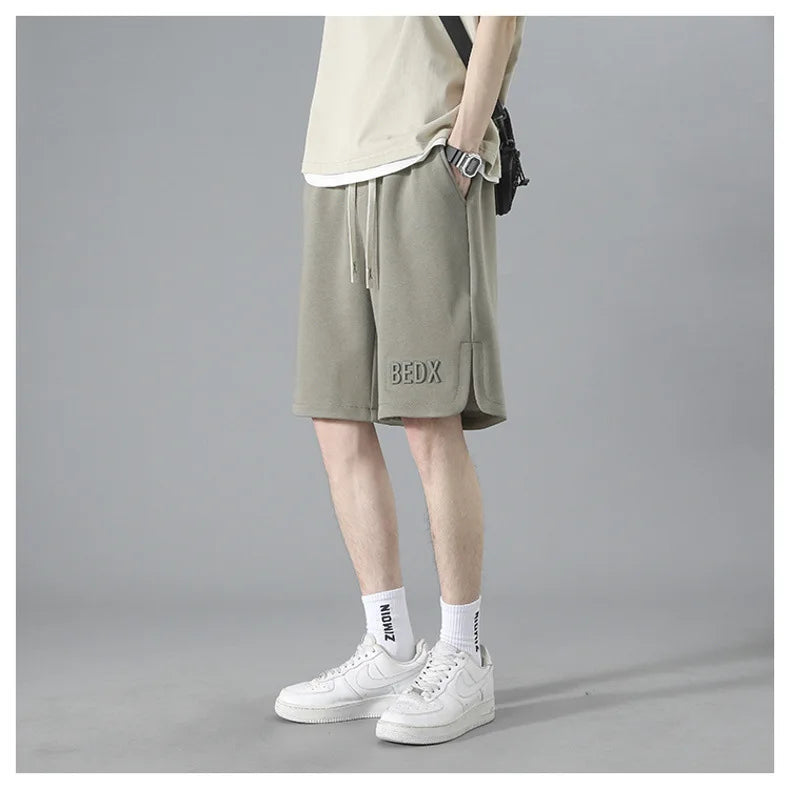 American Style Men's Summer Thin Sporty Loose Fit Casual Shorts Five-Quarter Polyester Fiber Straight Leg Street Style