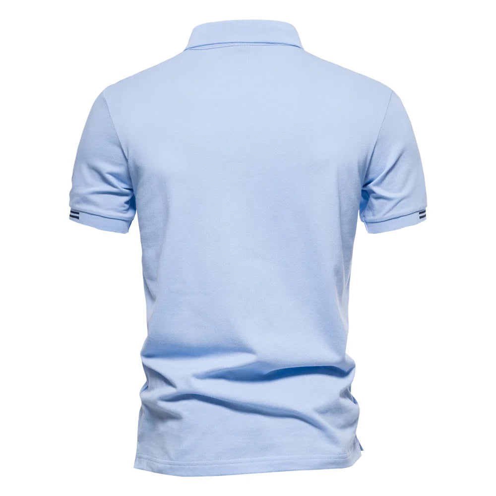 Aiopeon Premium Breathable Cotton Mens Polo Shirt Short Sleeve Solid Color For Men Casual Summer Wear