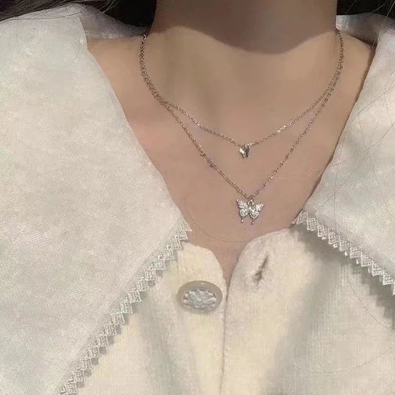 Sparkling Necklace Trendy Chain Choker for Women Fashion Brilliant Crystal Silver Plated Necklaces Accessories Jewelry Gift 2024