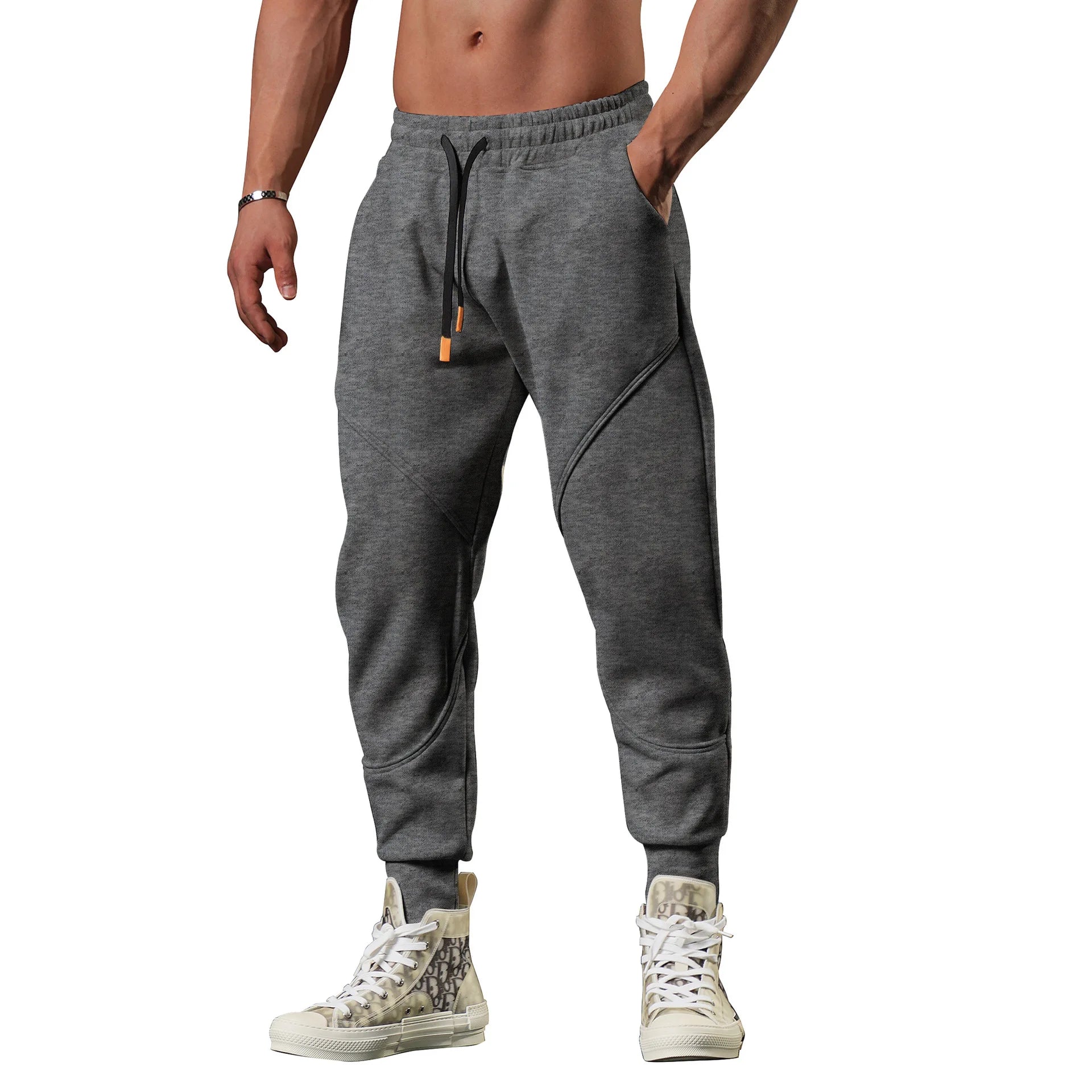 Men's Winter Running Sweatpants Warm Thick Cuffed Joggers For Outdoor Basketball Training