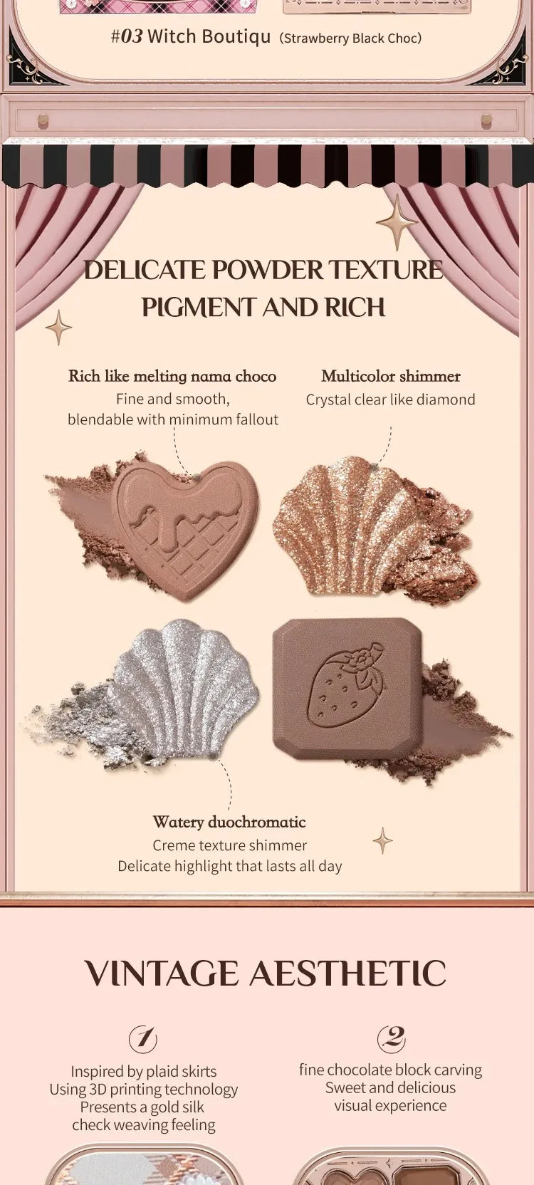 Flower Knows Eyeshadow Palette Cupid Chocolate Shop Swan Balllet Shimmer Matte Velvet Smooth &Highly Pigmented Long Lasting 10g