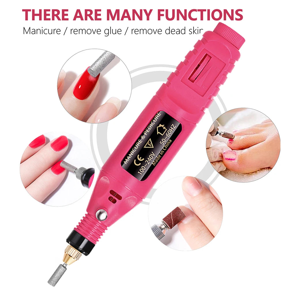 LULAA Portable Electric Nail Drill Machine Set Gel Polish Remover Dead Skin Nail Polishing Tools Kit Sander Nails Accessories