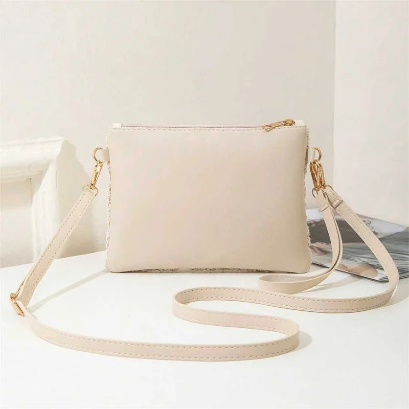 Simple Versatile Crossbody Crochet Bag, New Woven Bag, Zipper Closure, Retro Casual Beach Flower Women's Bags