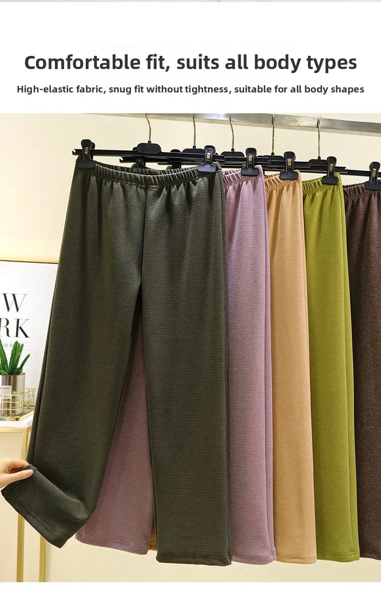 Thickened Double-sided Fleece Straight-leg Pants Women's Winter Sleepwear Sweatpants Casual Comfortable Long Trousers