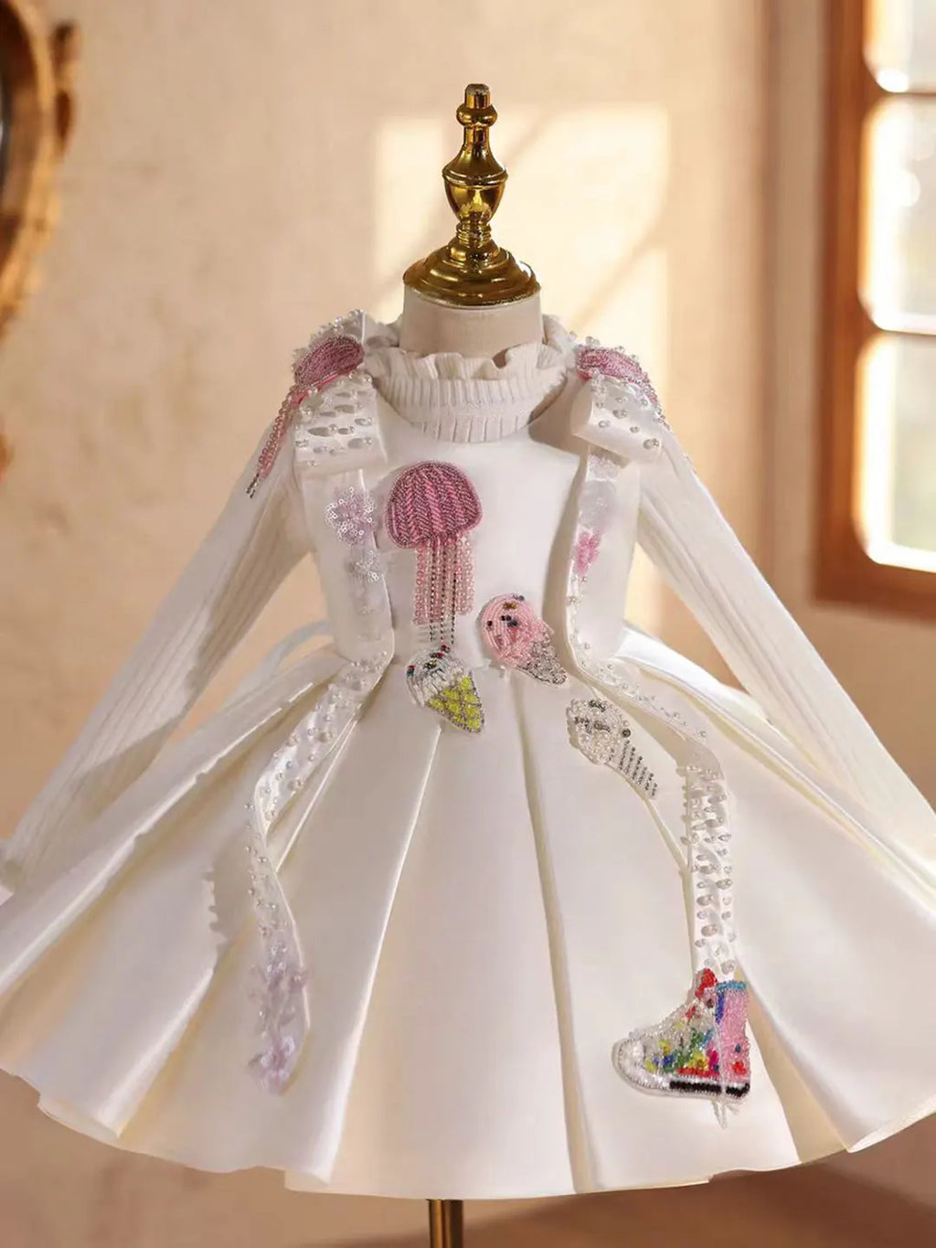 Dreamy Vow D223 Cute Flower Girl Dress Crystal Satin Princess Kids Fomal Gown for Wedding Birthday Festival Party Pageant