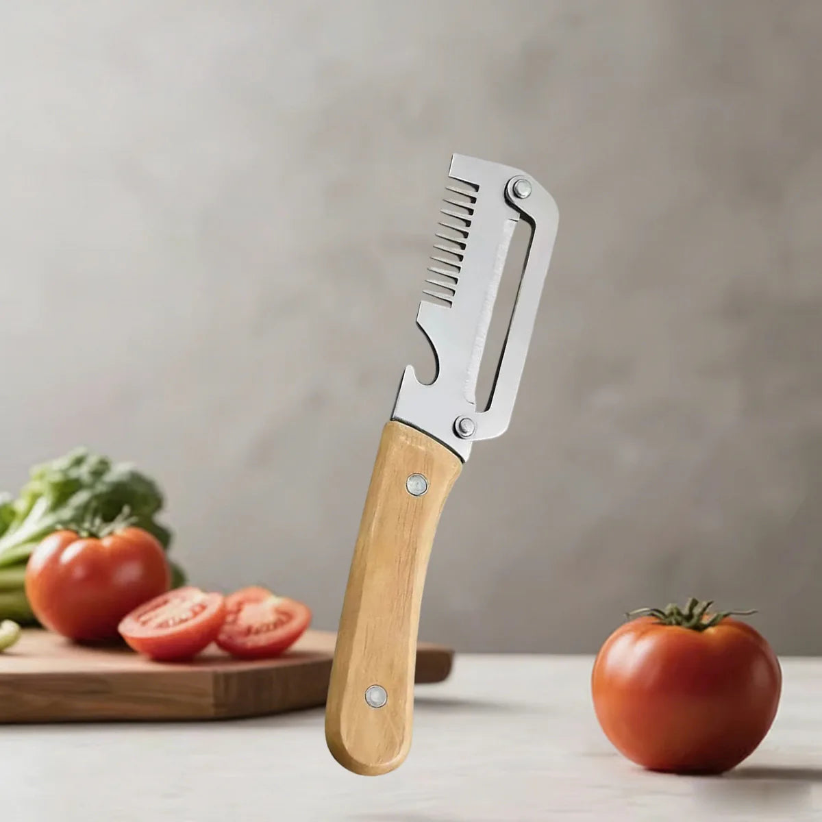 Pelador de cocina Pelador de verduras de acero inoxidable con mango de madera para pelar y cortar frutas y verduras Herramienta de cocina