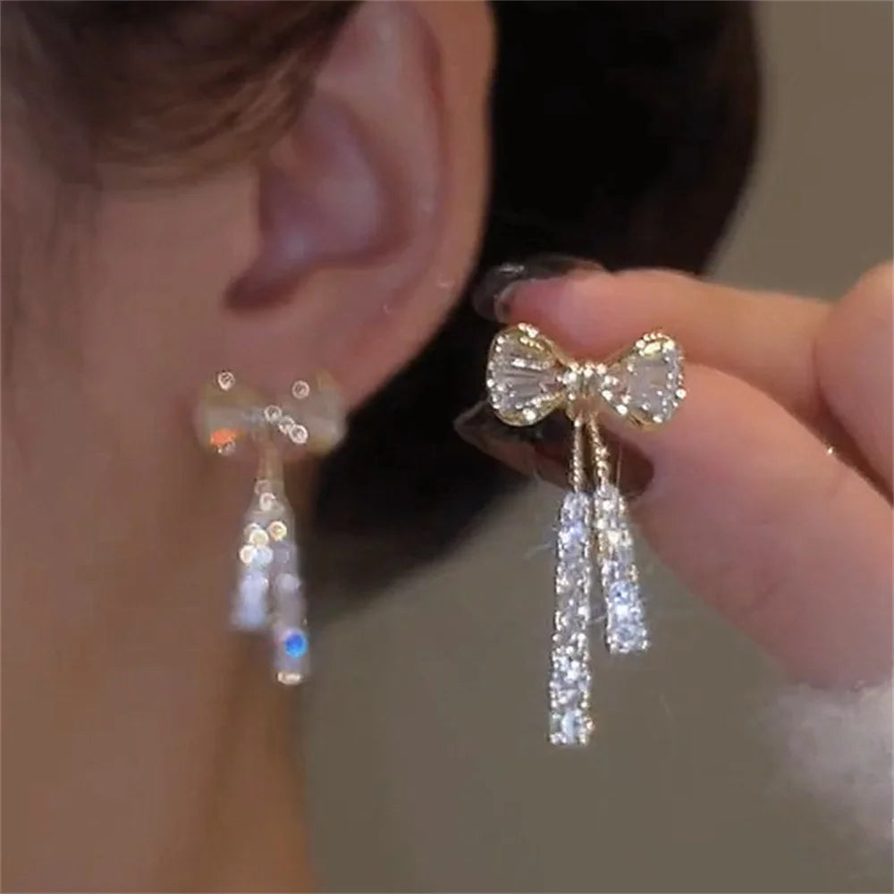Fashion Bow Crystal Zircon Earrings For Women'S Trendy Jewelry Ear Accessories Valentine'S Day