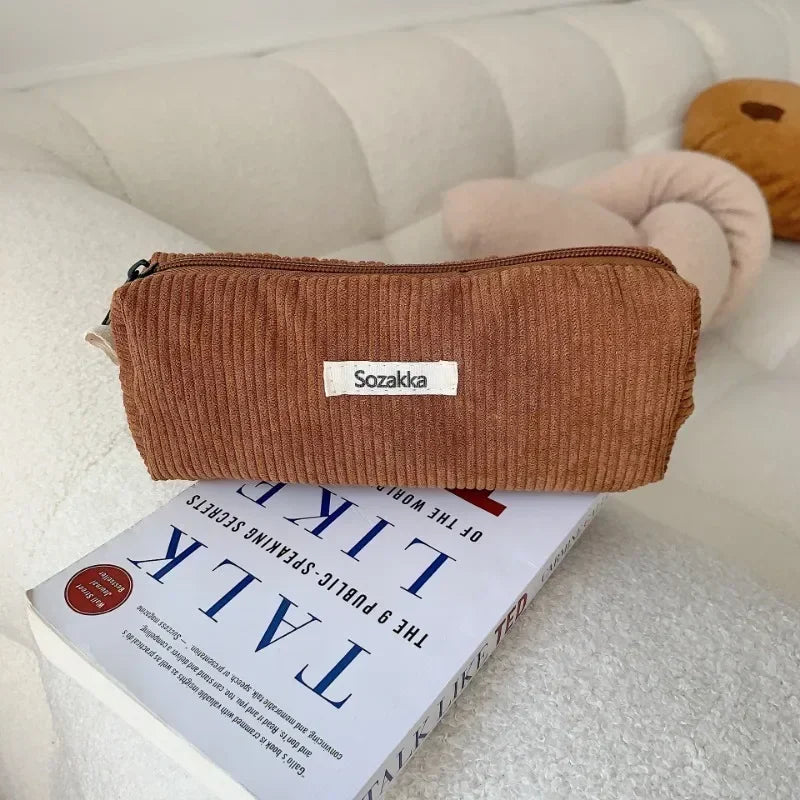 Soft Large Cosmetic Bags Women'S Neceser Makeup Toiletry Bag Fashion Travel Make Up Bag Corduroy Brush Pencil Organizer Case