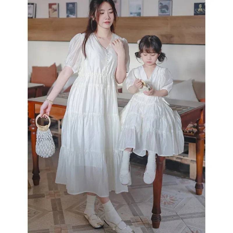 Mommy & Me Matching Dresses – White Green
