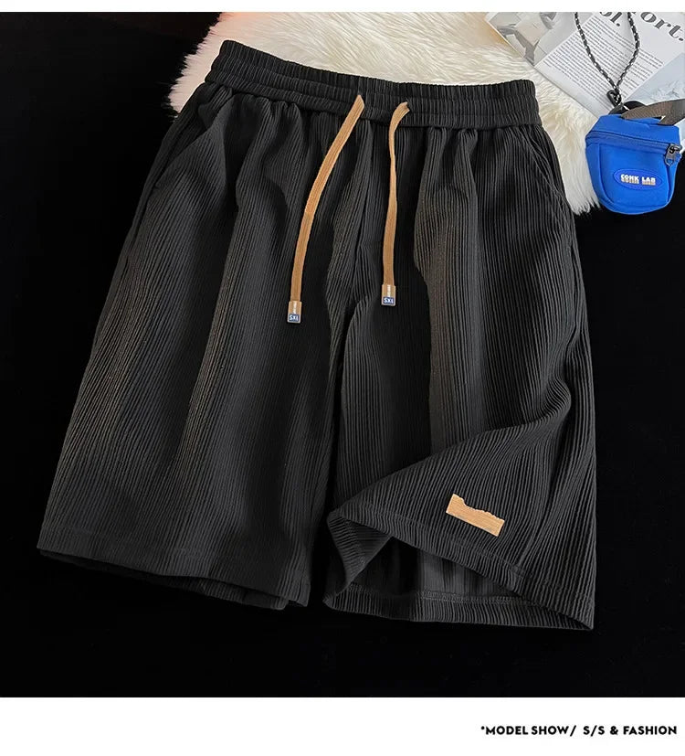 Ice Silk Casual Shorts Unisex Thin American Style Quick Dry Loose Large Size Beach Five-Quarter Pants Summer Lightweight Comfort